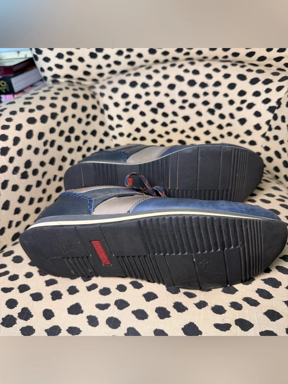 Men's Pikolinos Casual Leather Sneakers in Navy and Gray